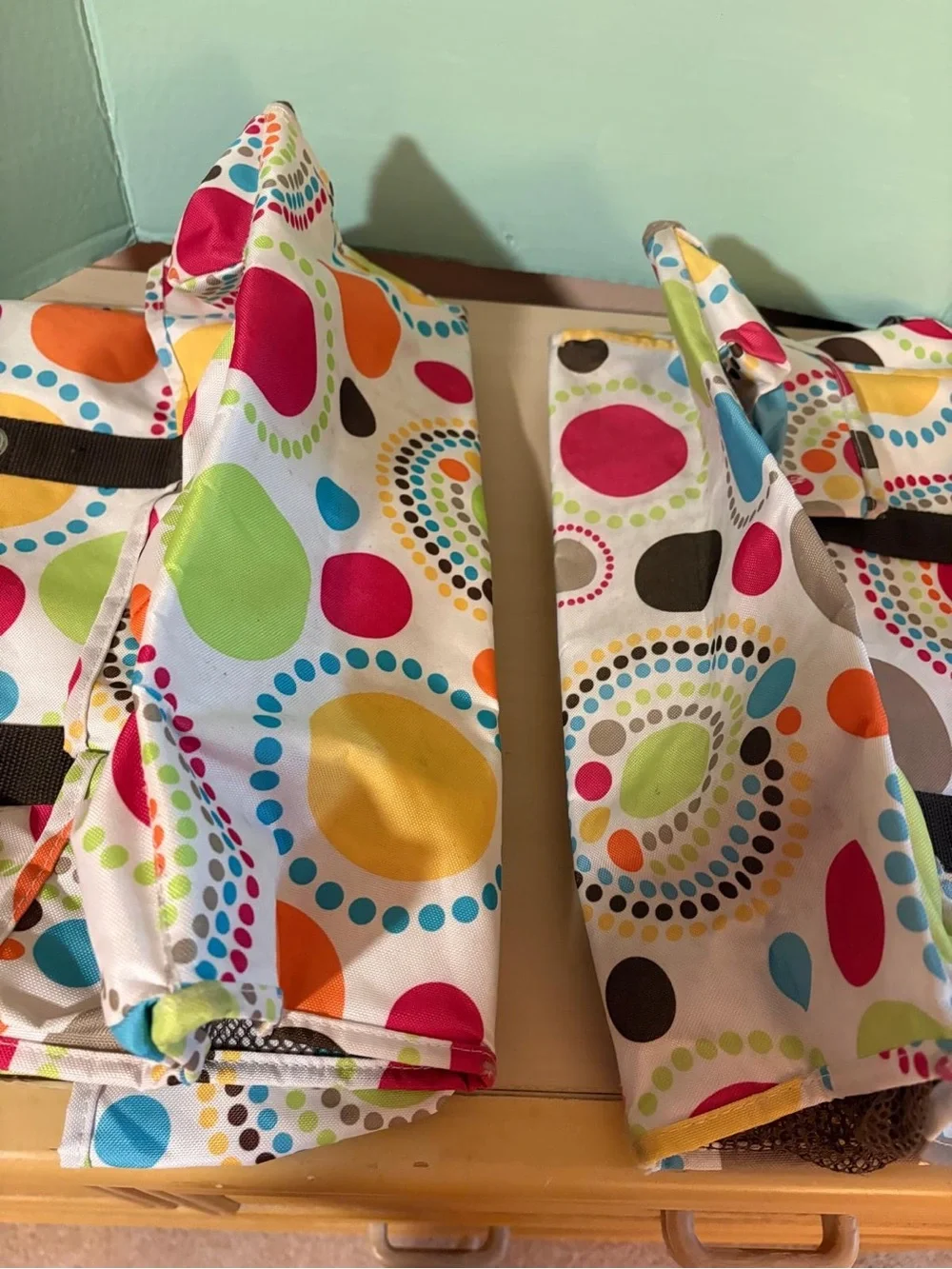 Thirty-One Organizing Utility Tote Set of 2 Colorful Dot Circle Pattern
